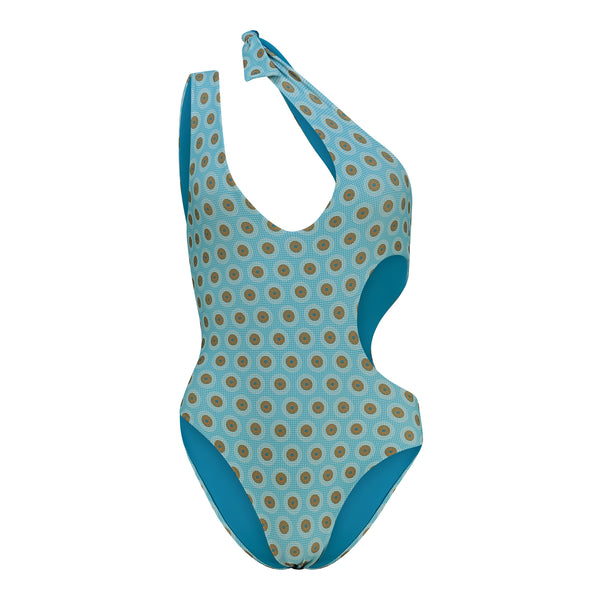 Aqua Plain Shweshwe Print Bina Swimsuit