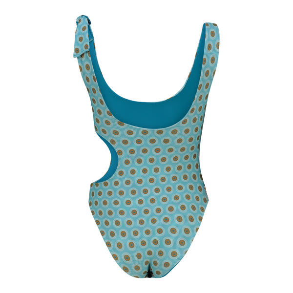 Aqua Plain Shweshwe Print Bina Swimsuit