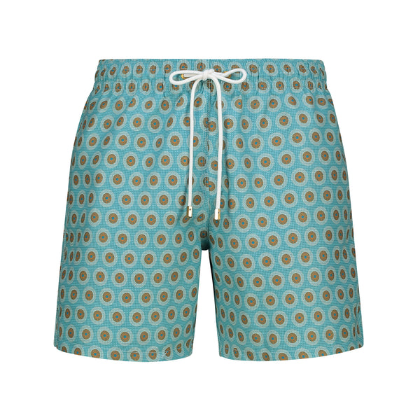 Mid length Shweshwe swim shorts