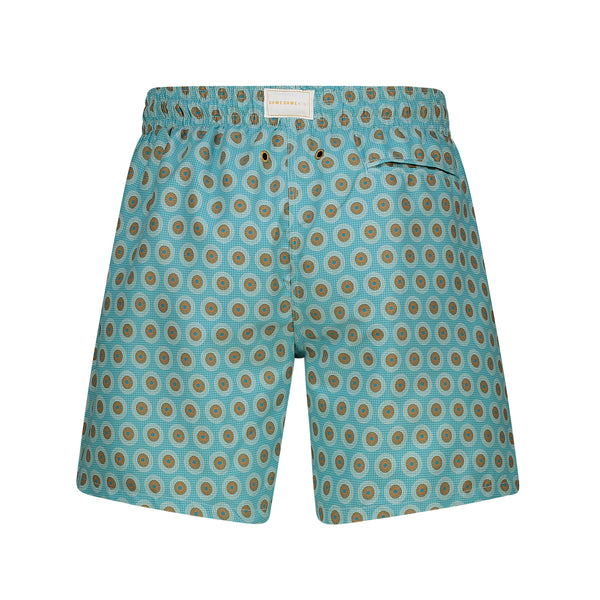 Mid length Shweshwe swim shorts